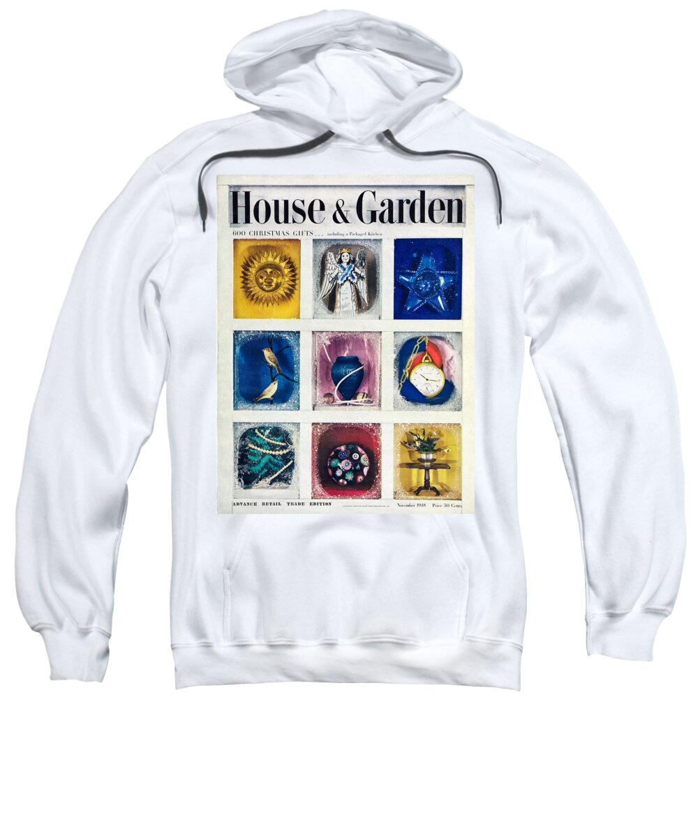 Holiday Sweatshirt featuring the photograph House and Garden Cover Featuring Christmas Diorama by Joseph Cornell