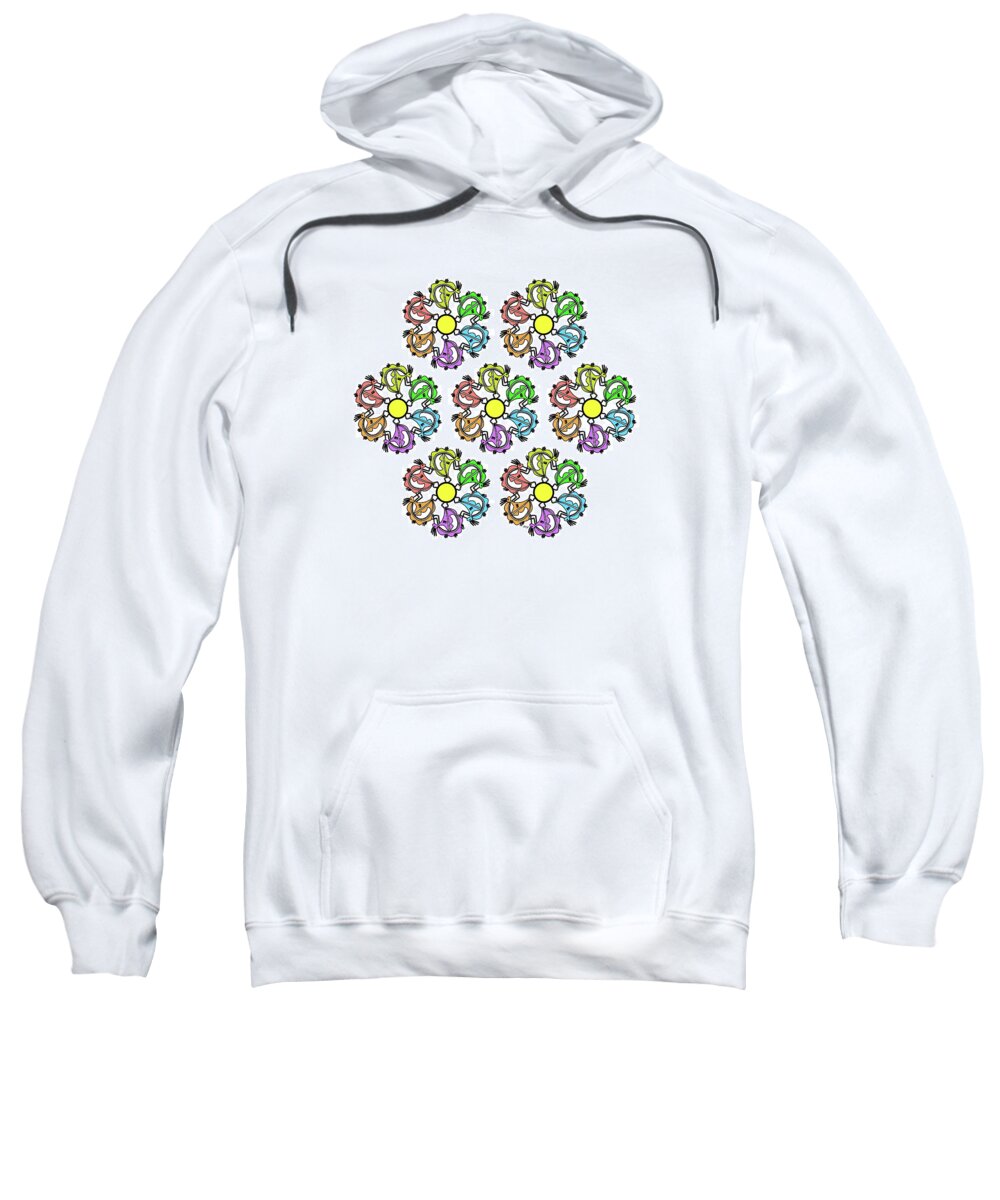 Humpbacked Flute Player Sweatshirt featuring the digital art Humpbacked Flute Player Multicolor by Teresamarie Yawn