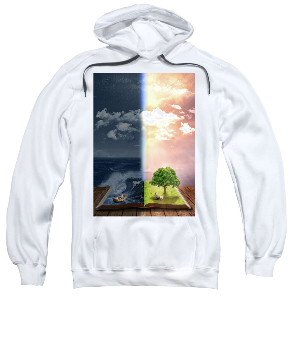  Sweatshirt featuring the digital art I Believe God that it Will be Just as it Was Told to Me by Jorge Figueiredo