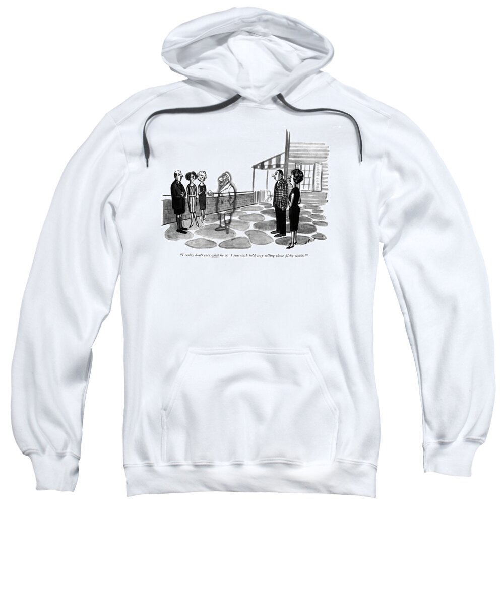 Behavior Sweatshirt featuring the drawing I Really Don't Care What He Is by Warren Miller