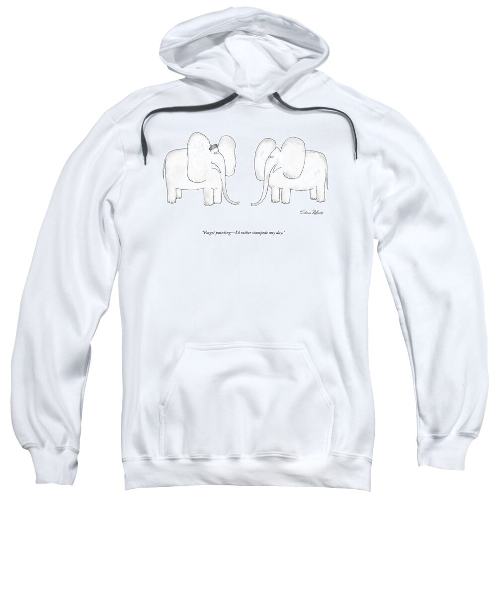 A25966 Sweatshirt featuring the drawing I'd Rather Stampede by Victoria Roberts