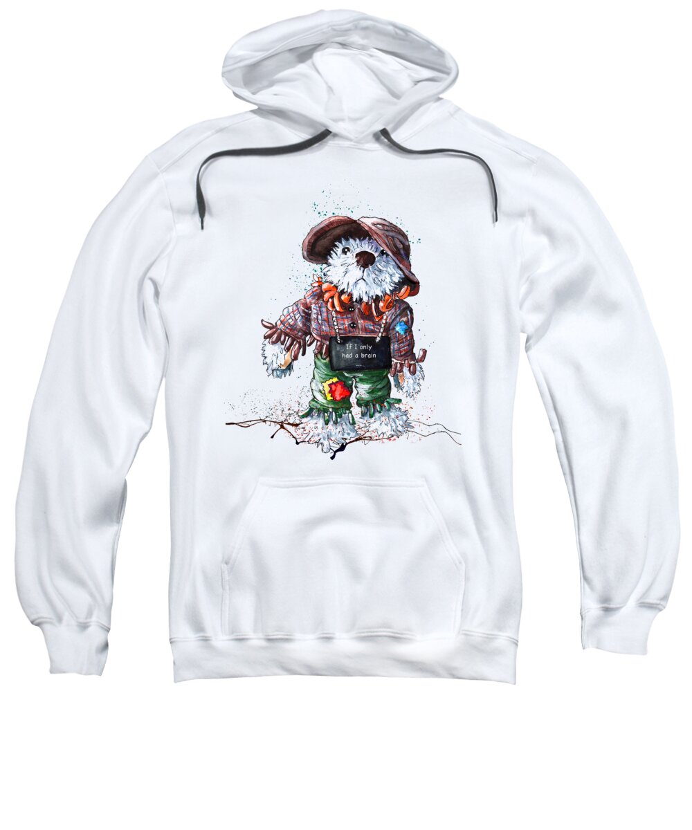 Bear Sweatshirt featuring the painting If I Only Had A Brain by Miki De Goodaboom