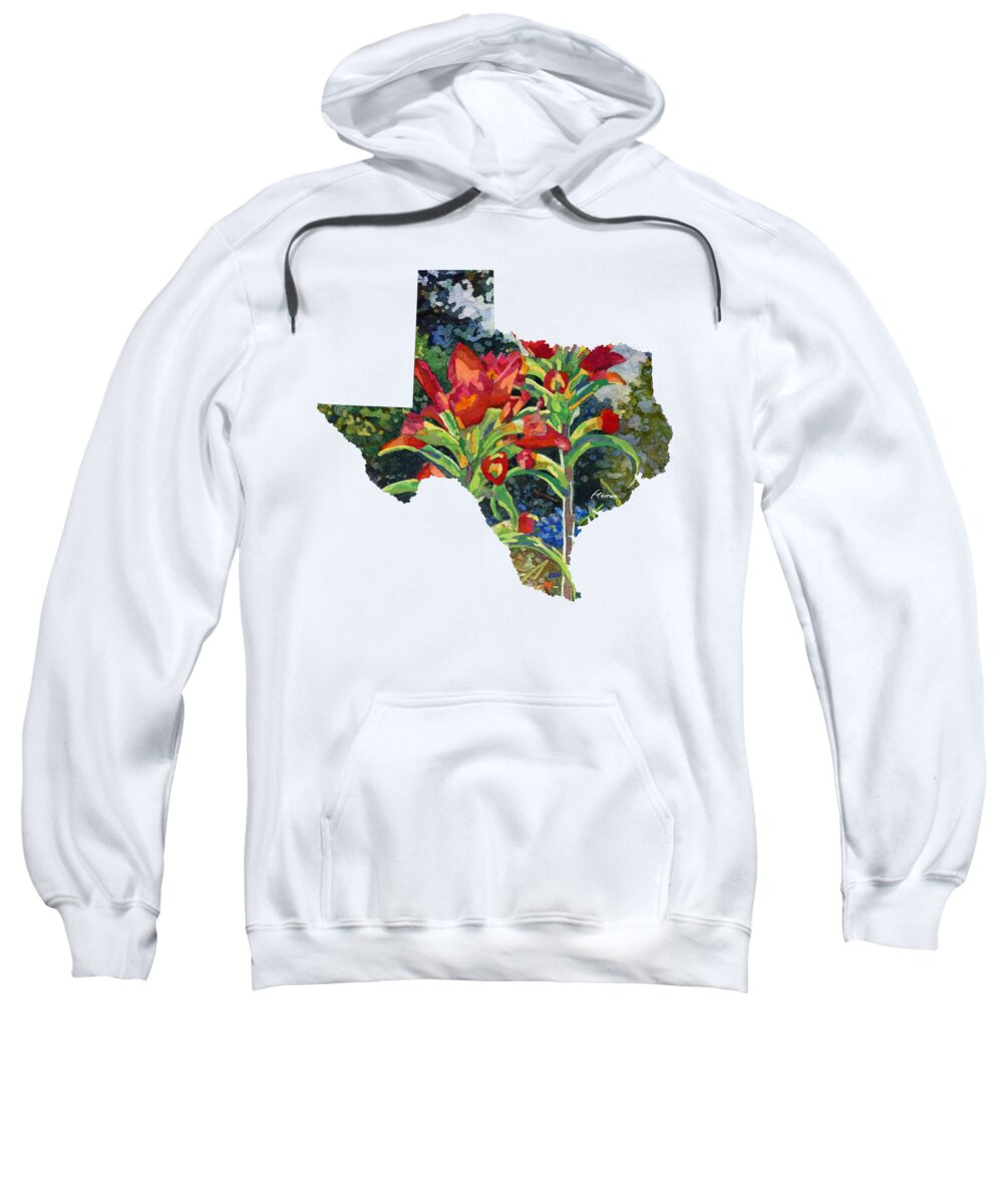Wild Flower Sweatshirt featuring the painting Indian Spring Texas Map by Hailey E Herrera