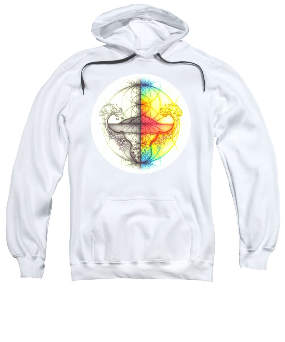 Earth Sweatshirt featuring the drawing Intuitive Geometry Spectrum Earth Theme by Nathalie Strassburg