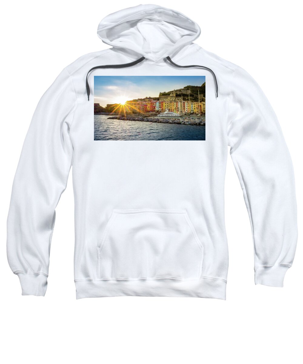 Italy Sweatshirt featuring the photograph Italian harbor at sunset by Robert Miller