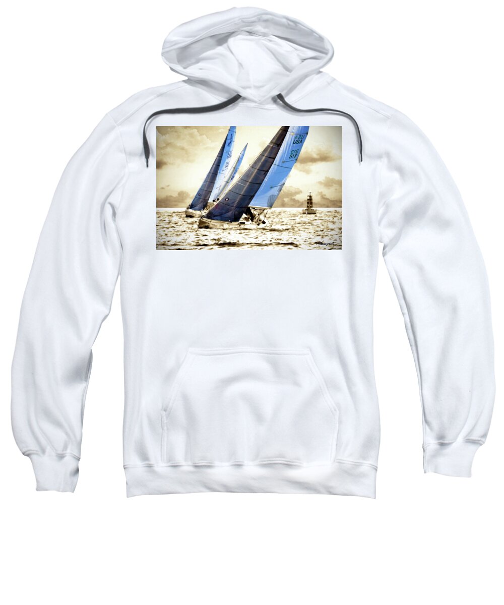 Color Sweatshirt featuring the photograph J Boats 1 by Alan Hausenflock