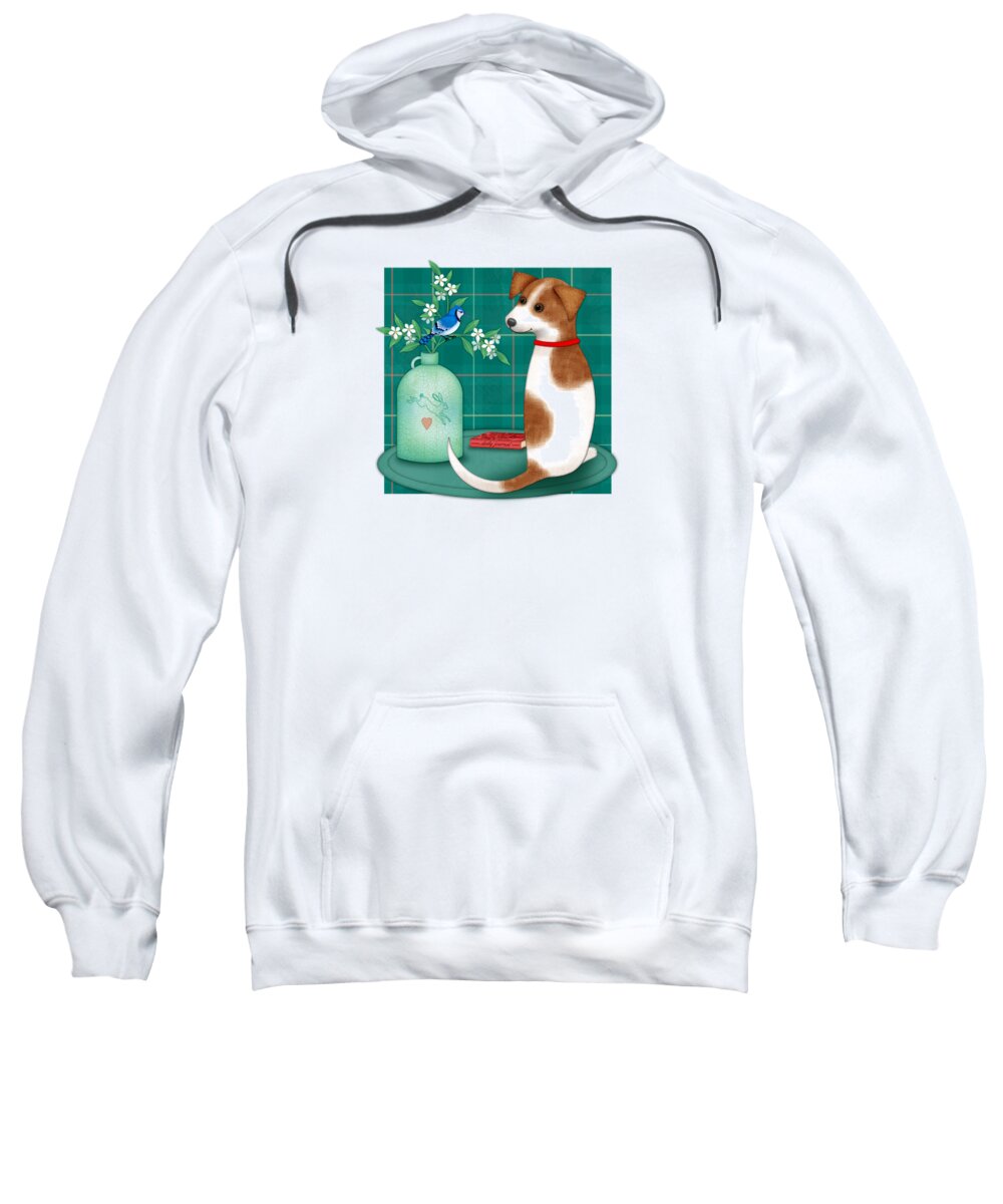 Dog Sweatshirt featuring the digital art J is for Jack Russell Terrier by Valerie Drake Lesiak
