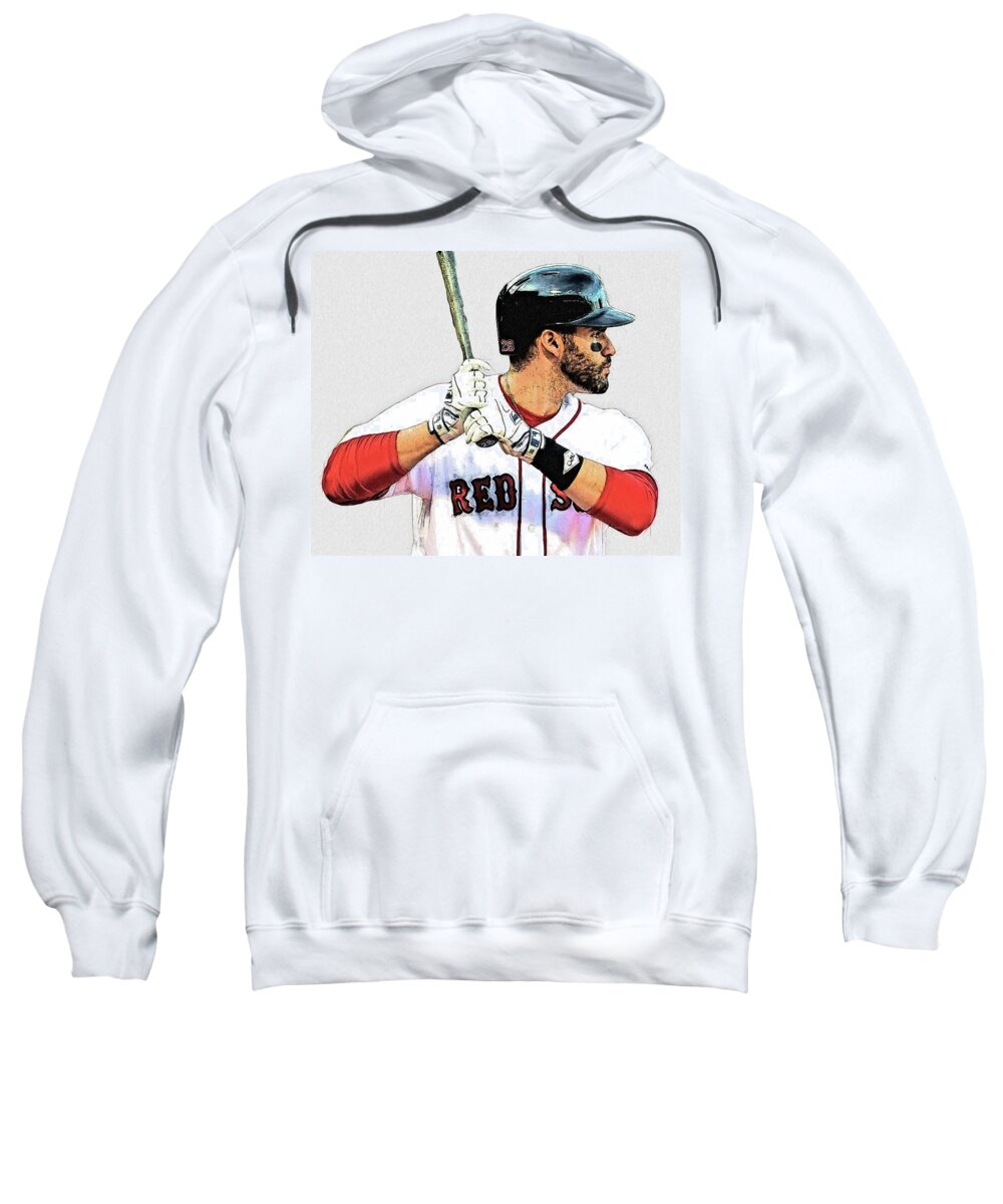 J.D. Martinez - CF - Boston Red Sox Adult Pull-Over Hoodie by Bob
