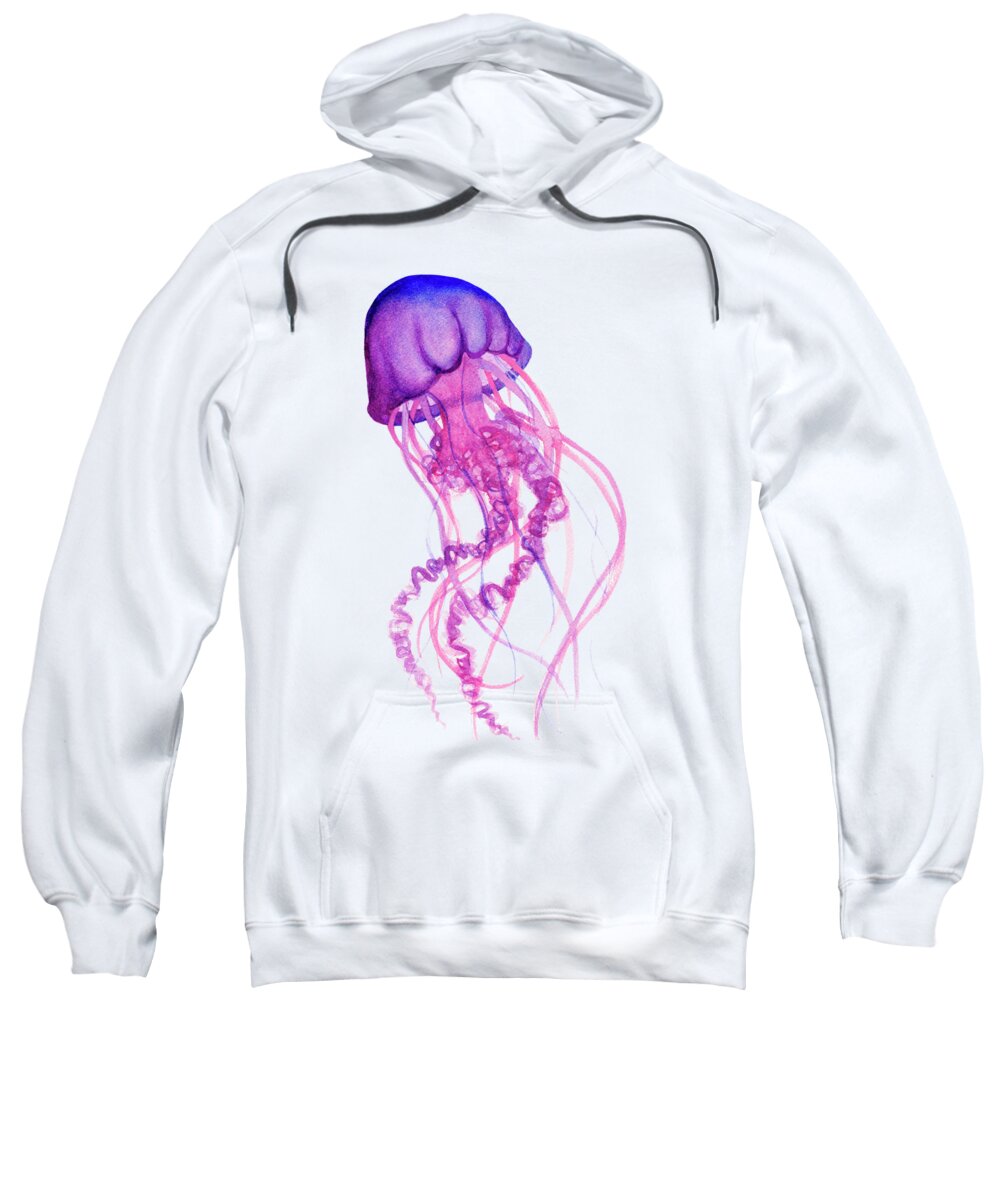 Jellyfish Sweatshirt featuring the painting Jellyfish In Pink And Purple by Deborah League