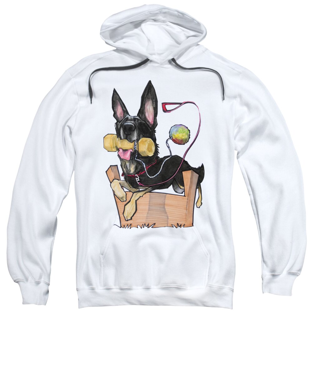 Dog Sweatshirt featuring the drawing Jumping German Shepherd by Canine Caricatures By John LaFree