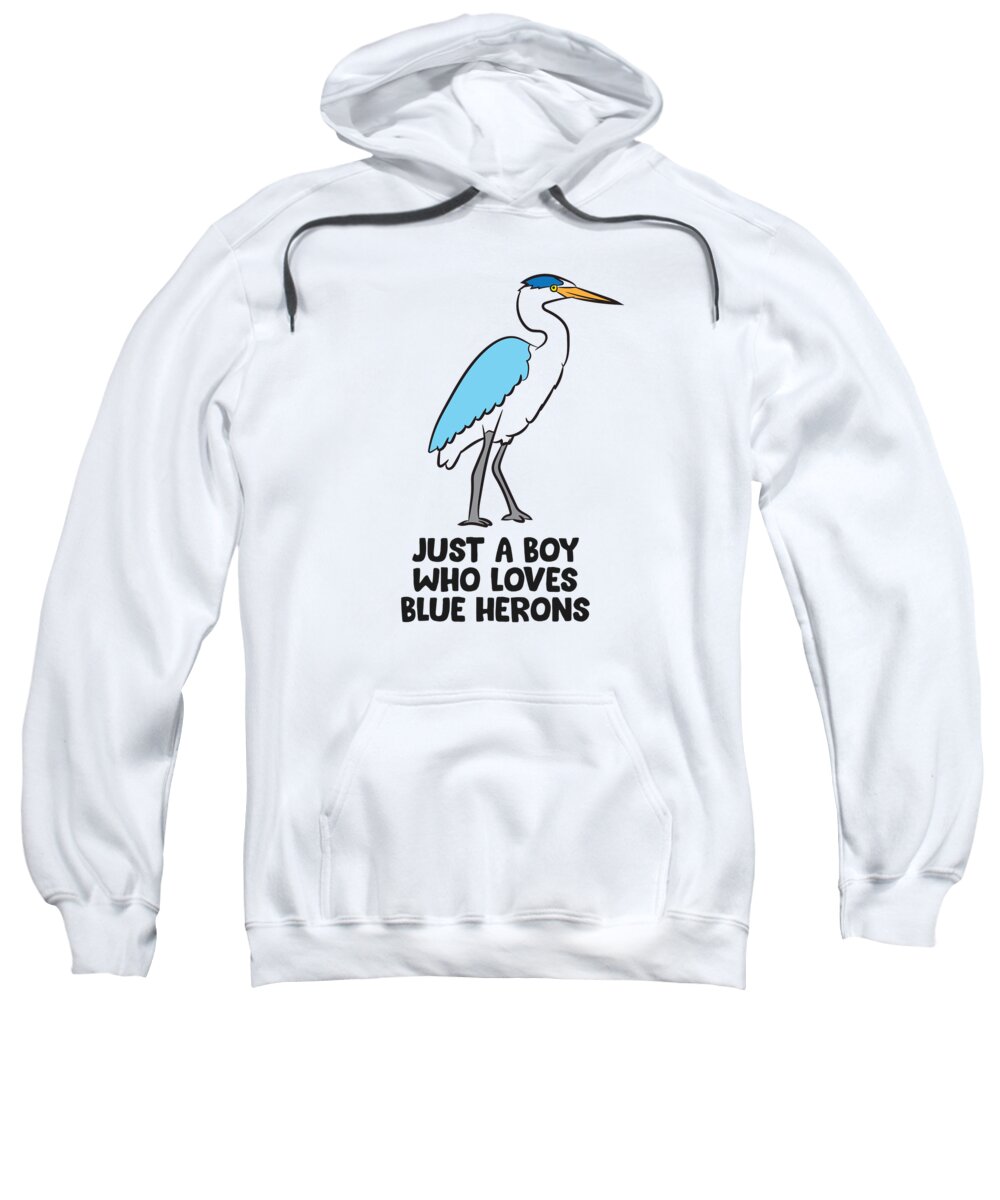 Blue Heron Sweatshirt featuring the tapestry - textile Just a Boy Who Loves Great Blue Heron Birds by EQ Designs