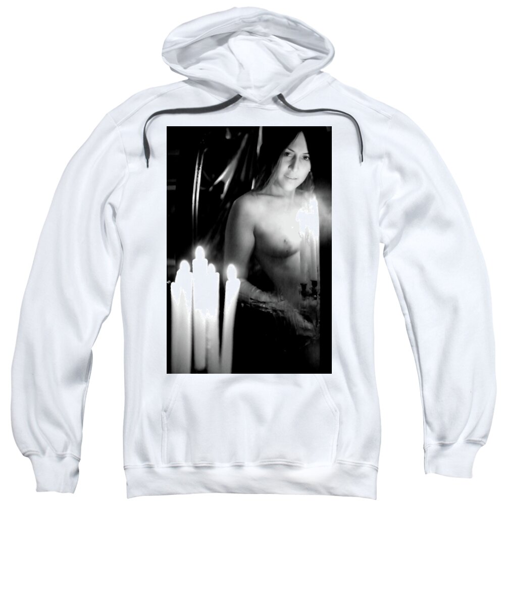 Nude Female Candles Sweatshirt featuring the photograph Kebu0329 by Henry Butz