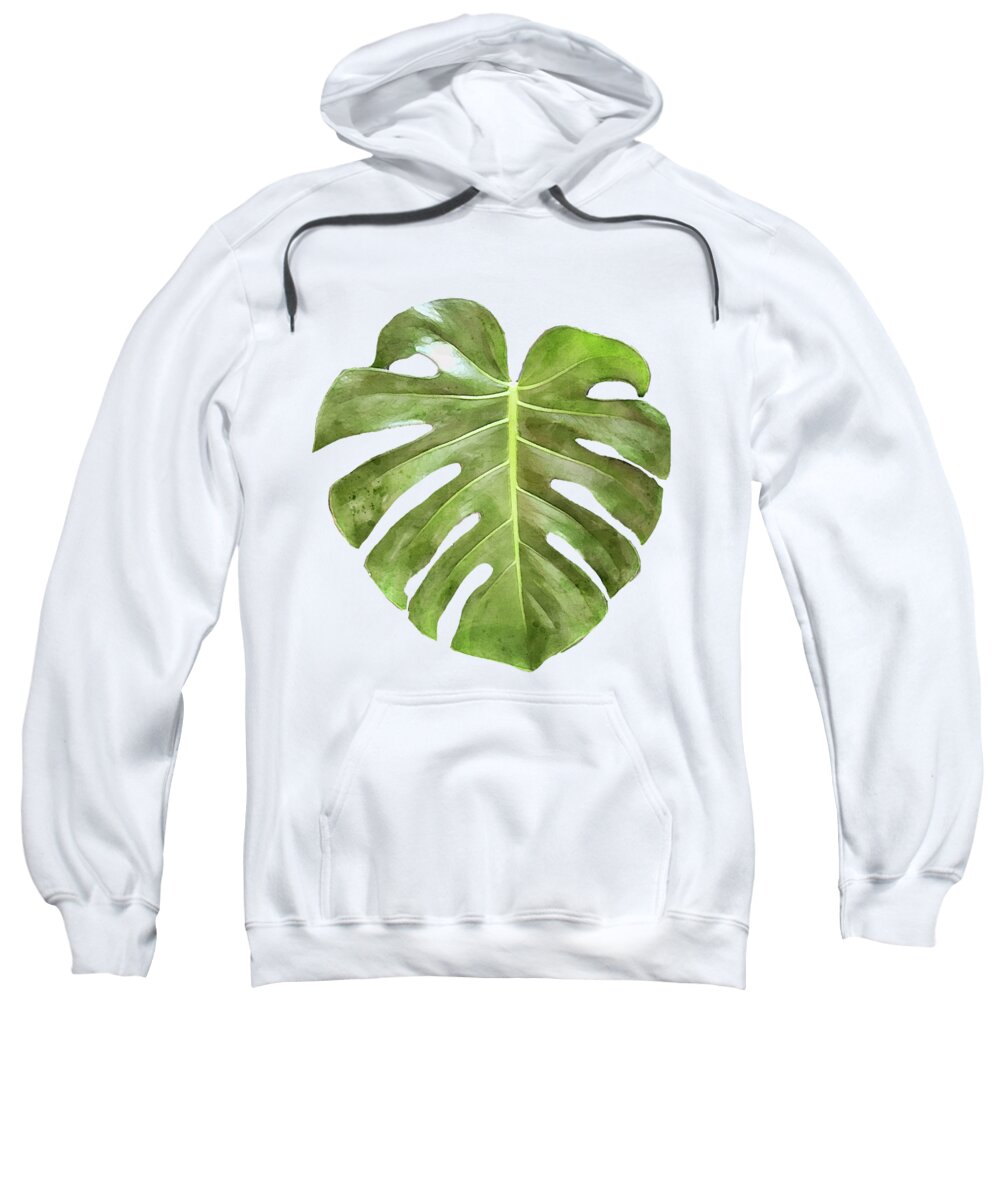 Leaf Sweatshirt featuring the digital art Large Monstera Leaf by Deborah League