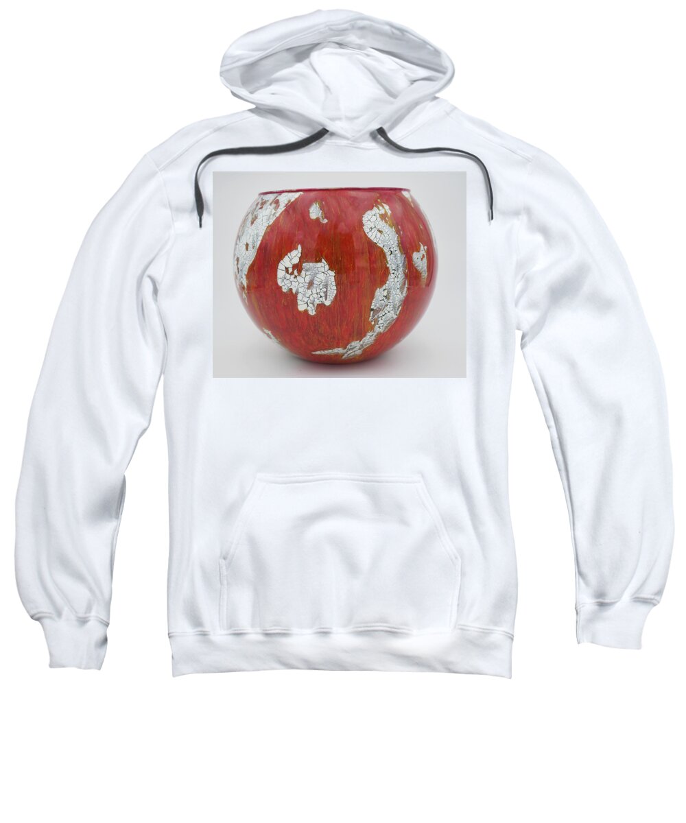 Red Sweatshirt featuring the glass art Large Red Bowl by Christopher Schranck