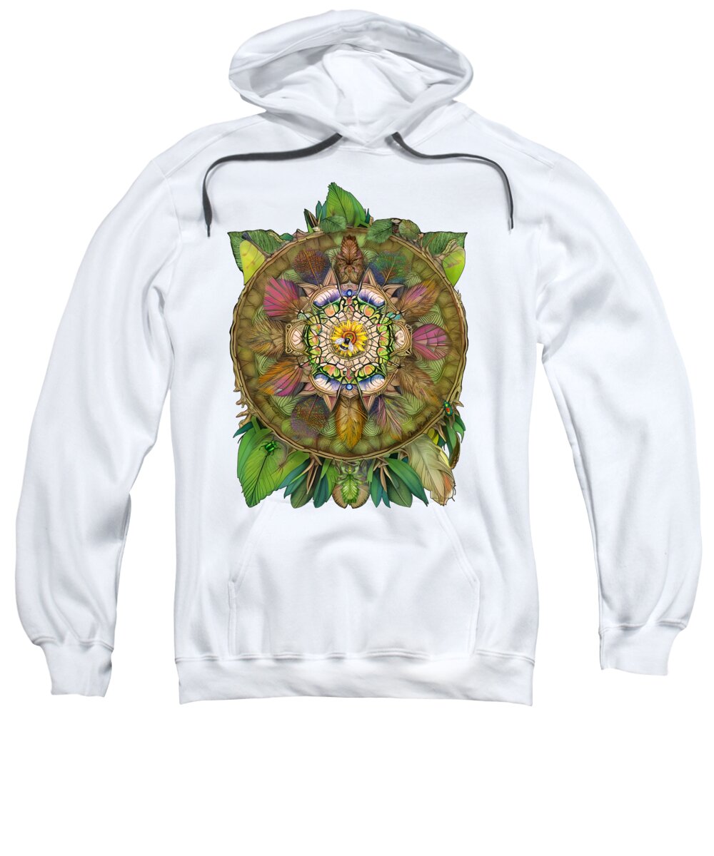 Mandala Sweatshirt featuring the digital art For Apparel Leafy Woodland Nature Mandala 3 by Dianne Keast