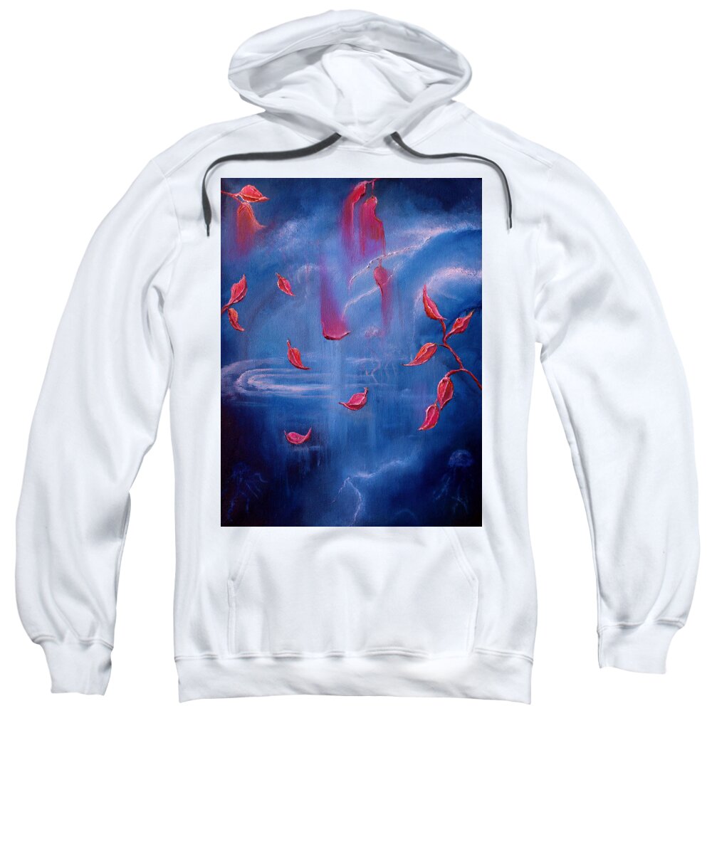 Leaves Sweatshirt featuring the painting Leaves by Medea Ioseliani
