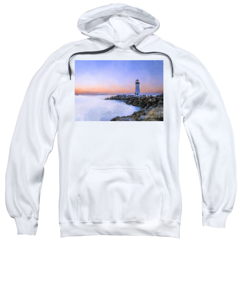  Sweatshirt featuring the painting Lighthouse Sunrise by Gary Arnold