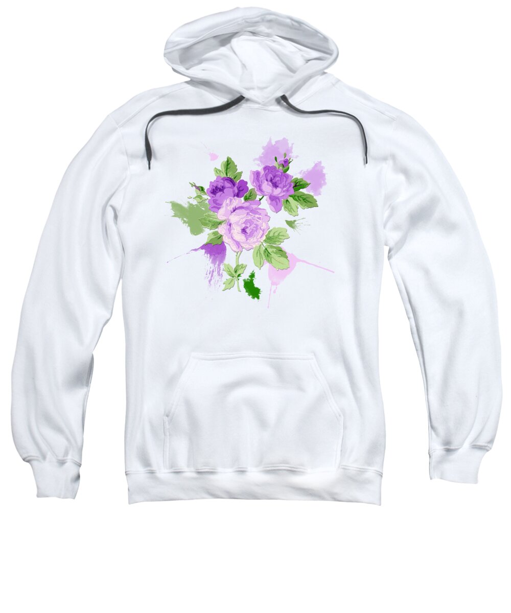 Lilac Sweatshirt featuring the digital art Lilac Rose watercolour by Terri Waters