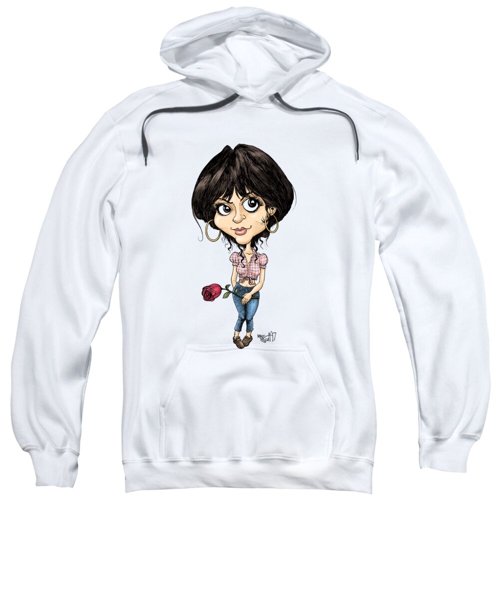 Caricature Sweatshirt featuring the drawing Linda Rondstadt by Mike Scott