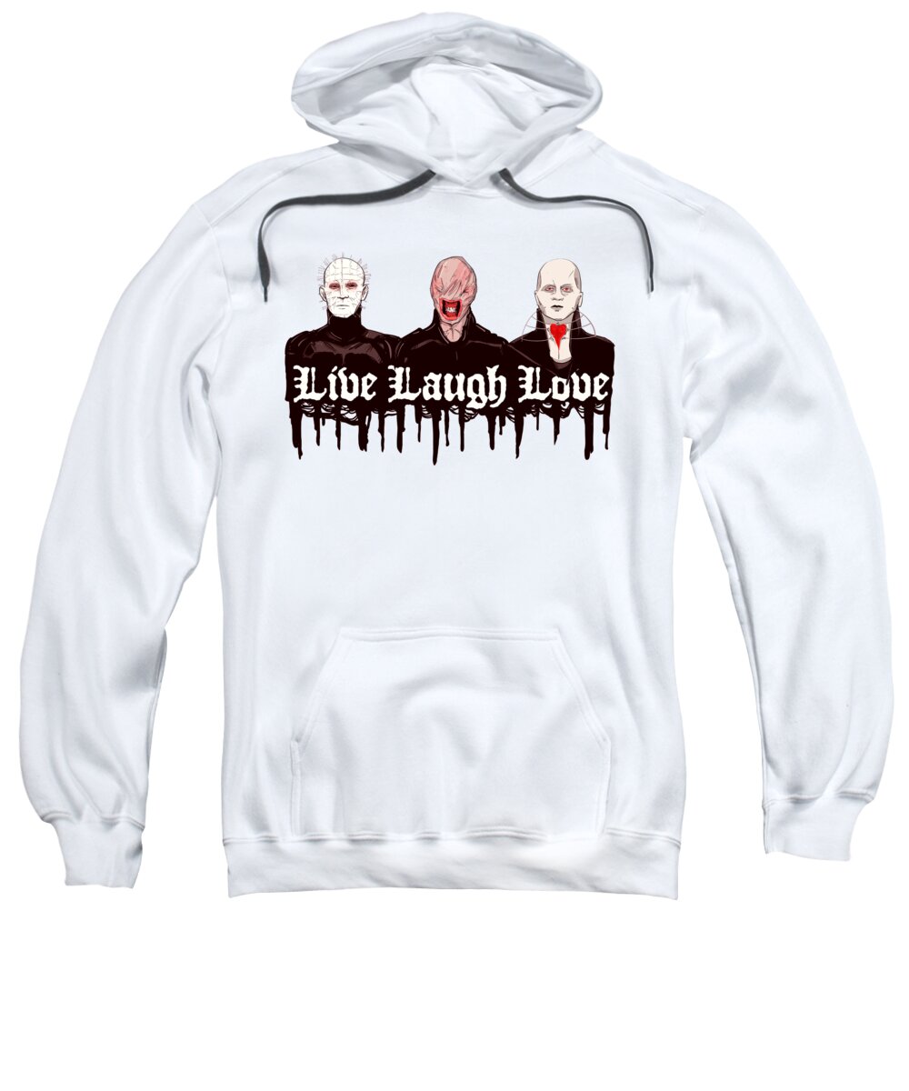 Hell Sweatshirt featuring the drawing Live Laugh Suffer by Ludwig Van Bacon
