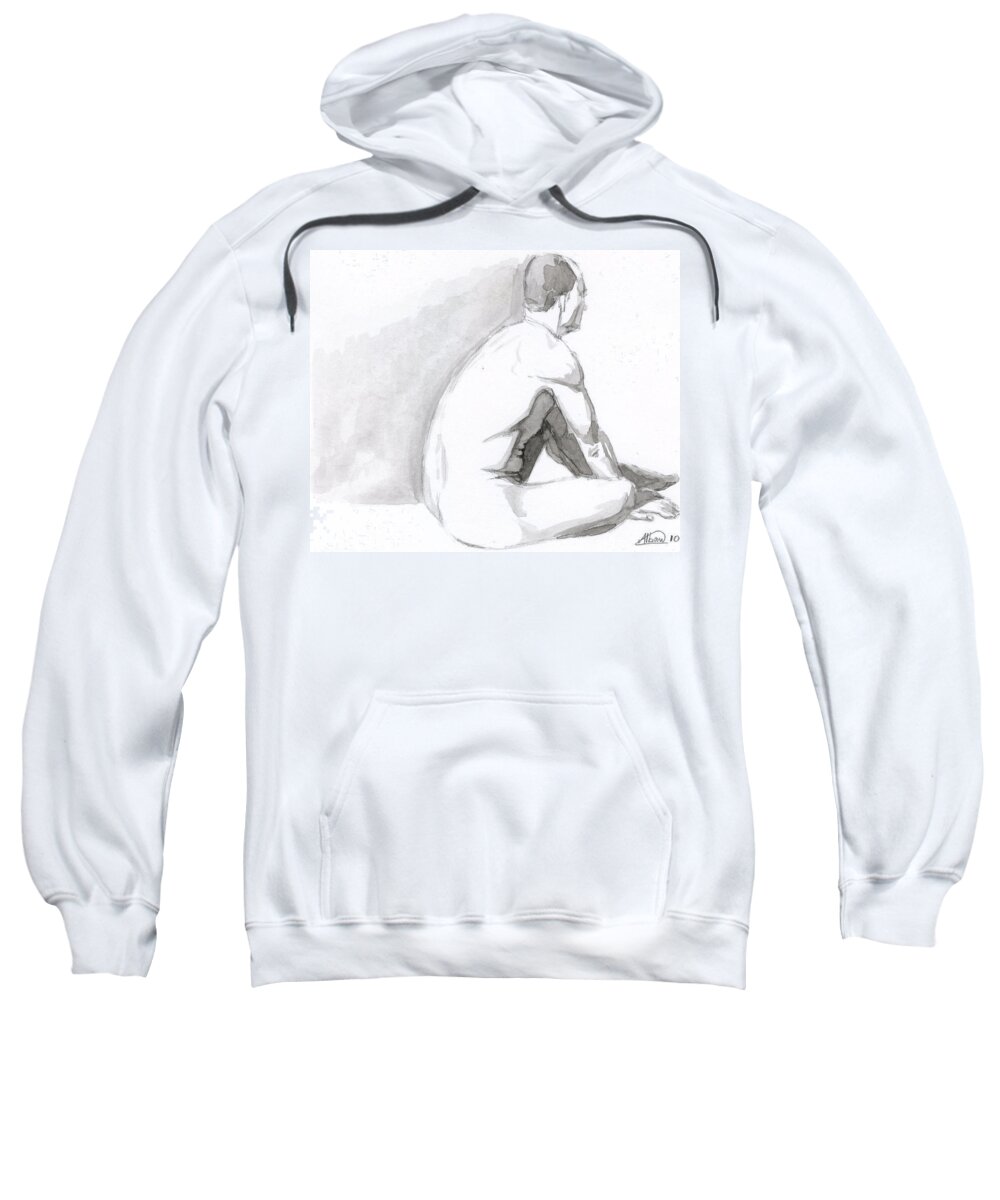 Nude Sweatshirt featuring the painting Live Nude Painting by Alban Dizdari