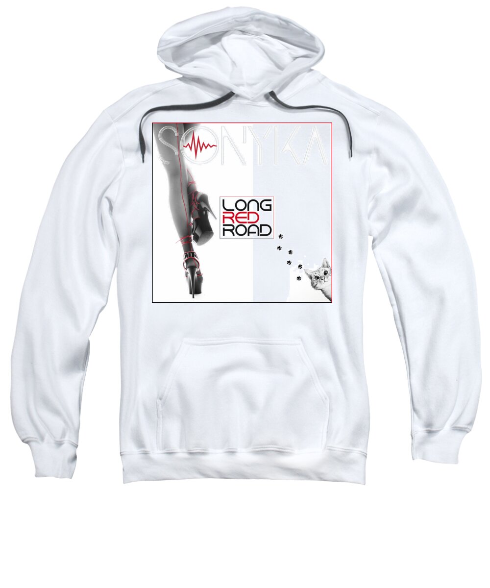 Album Cover Sweatshirt featuring the digital art Long Red Road by Sonyka