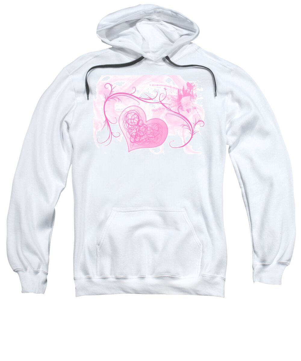 Valentine Sweatshirt featuring the mixed media Love Pink Hearts by Moira Law
