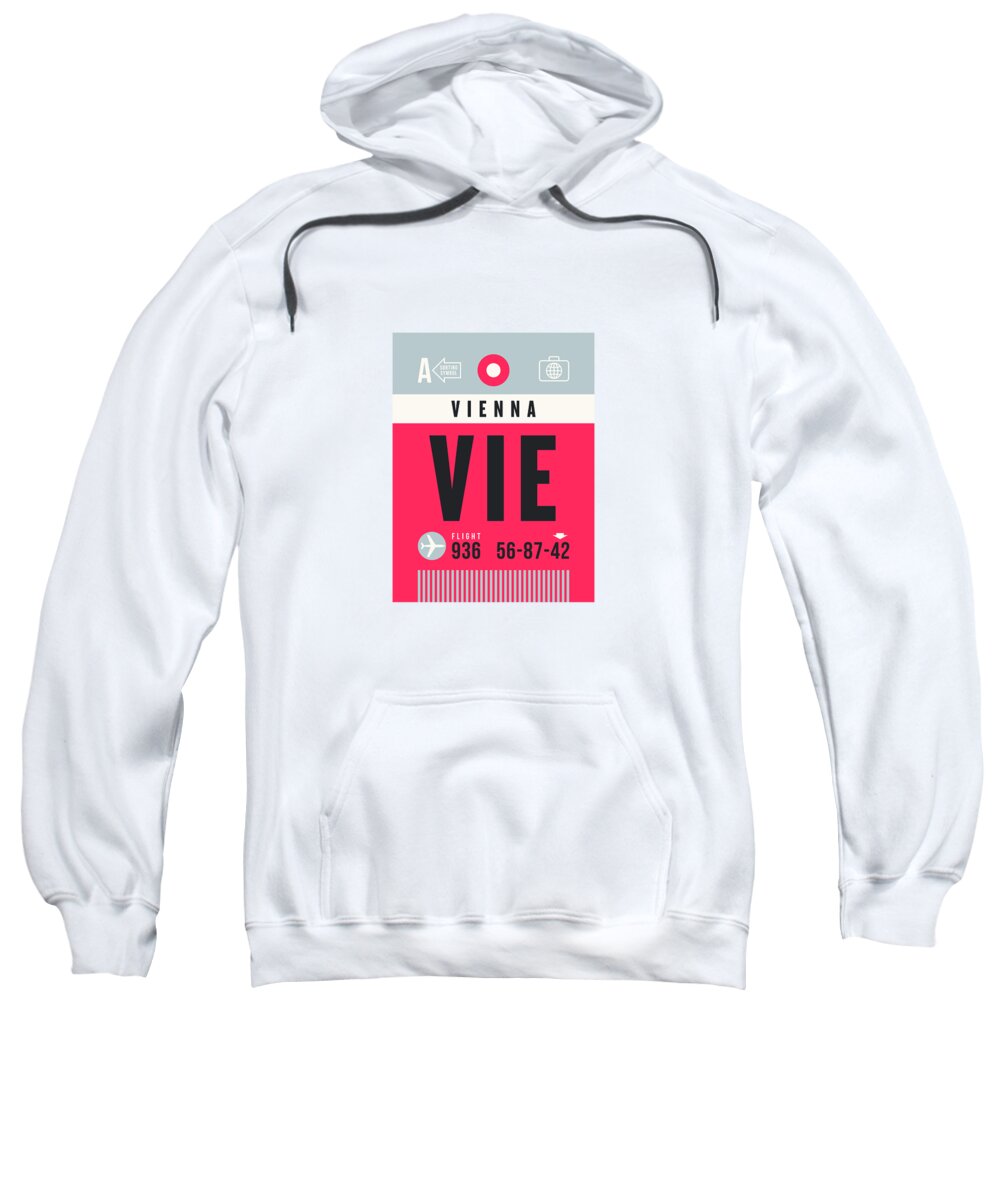 Airline Sweatshirt featuring the digital art Luggage Tag A - VIE Vienna Austria by Organic Synthesis