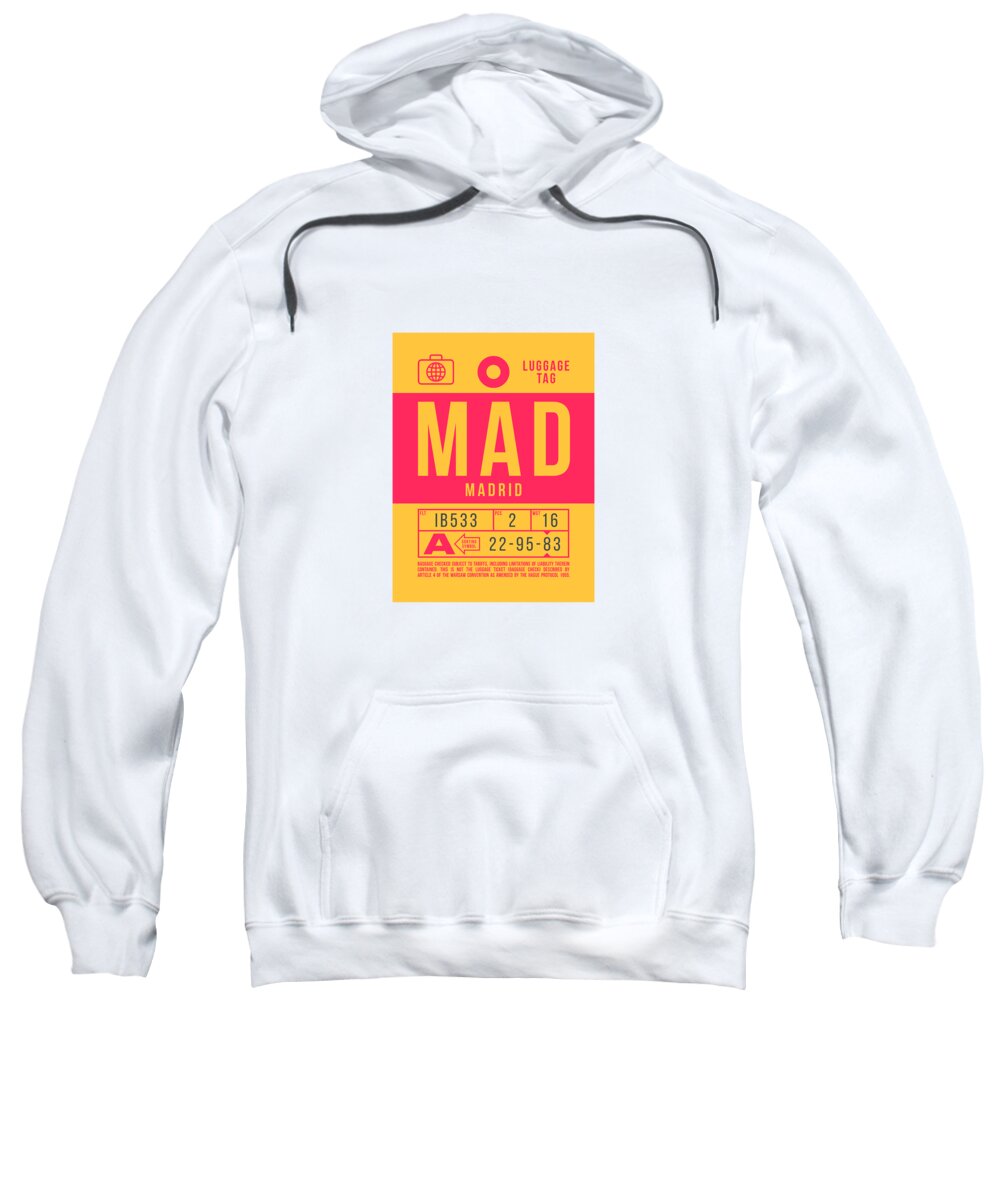 Airline Sweatshirt featuring the digital art Luggage Tag B - MAD Madrid Spain by Organic Synthesis