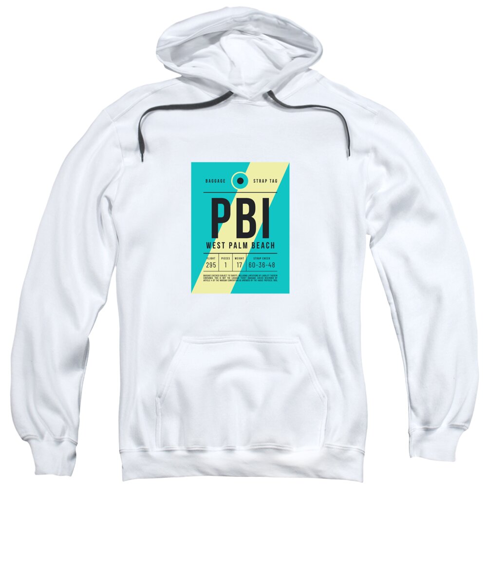 Airline Sweatshirt featuring the digital art Luggage Tag E - PBI West Palm Beach Florida USA by Organic Synthesis