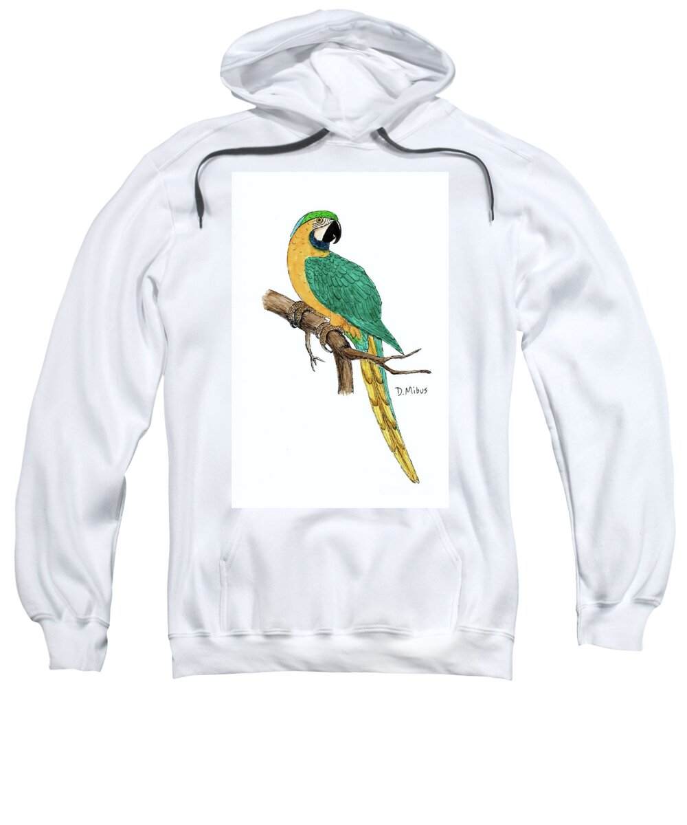Macaw Sweatshirt featuring the painting Macaw Parrot Day 1 Challenge by Donna Mibus