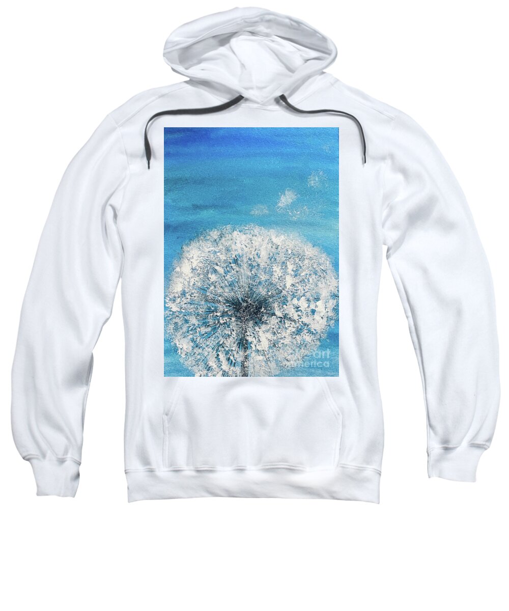 Dandelion Sweatshirt featuring the mixed media Make a Wish by Lisa Neuman