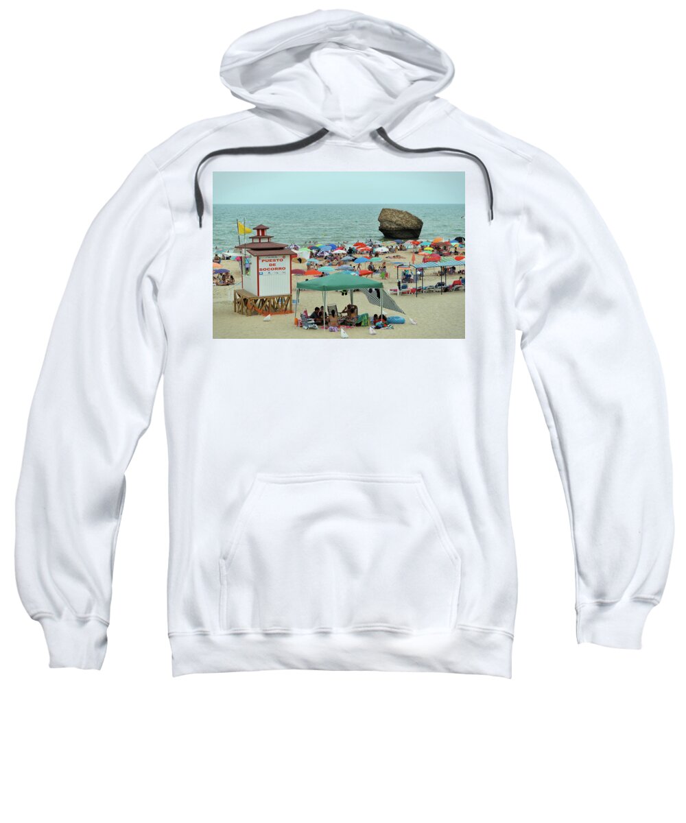 Matalascanas Sweatshirt featuring the photograph Matalascanas beach scene in Andalusia by Angelo DeVal