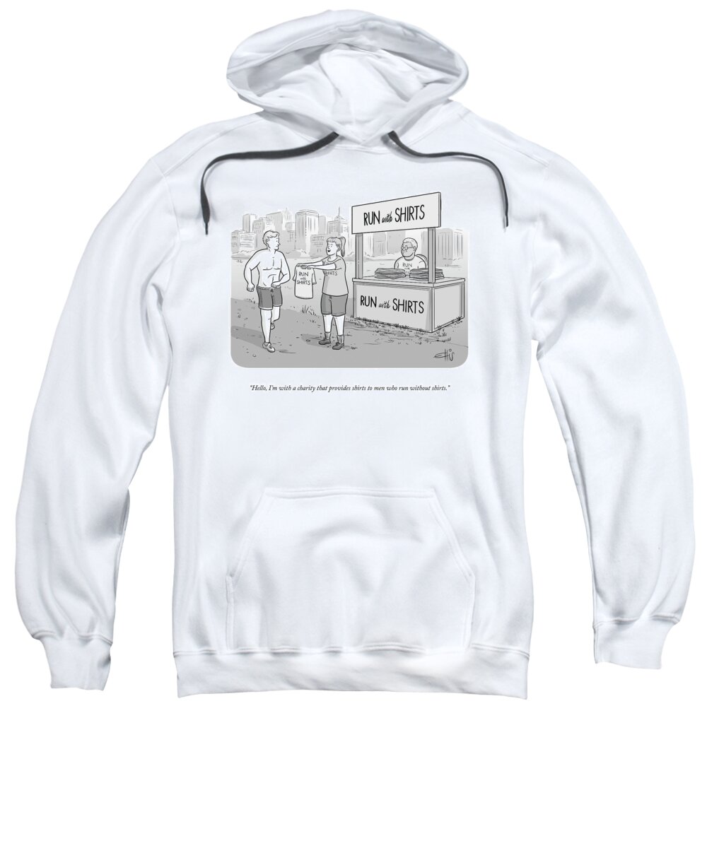 hello Sweatshirt featuring the drawing Men Who Run Without Shirts by Ellis Rosen
