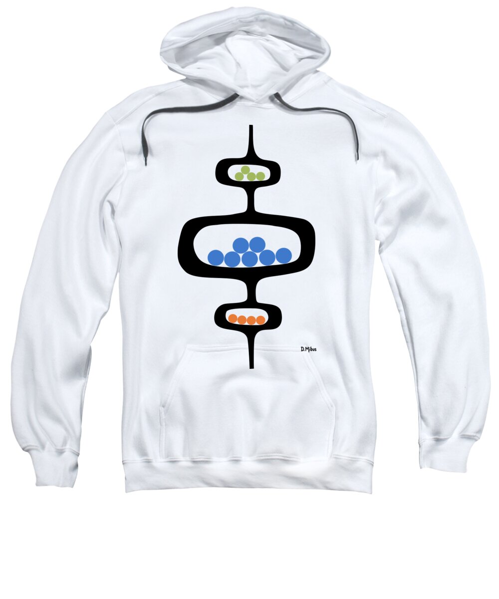 Mid Century Pods Sweatshirt featuring the digital art Mod Pod 1 with Circles by Donna Mibus