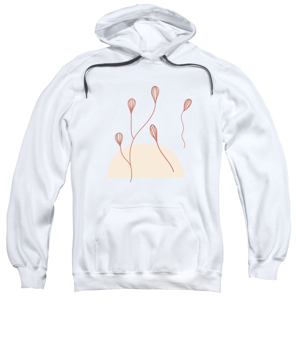 Modern Sweatshirt featuring the digital art Modern Lines Dirigible Plums Abstract by Ink Well