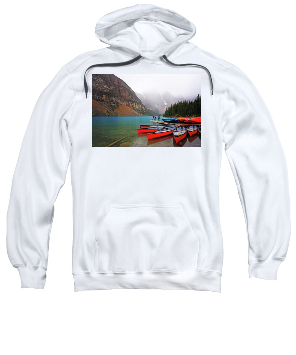 Moraine Lake Sweatshirt featuring the photograph Moraine Lake in Banff National Park by Shixing Wen
