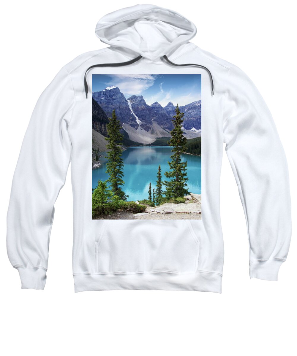 Moraine Lake Sweatshirt featuring the photograph Moraine Lake by Lynn Bolt