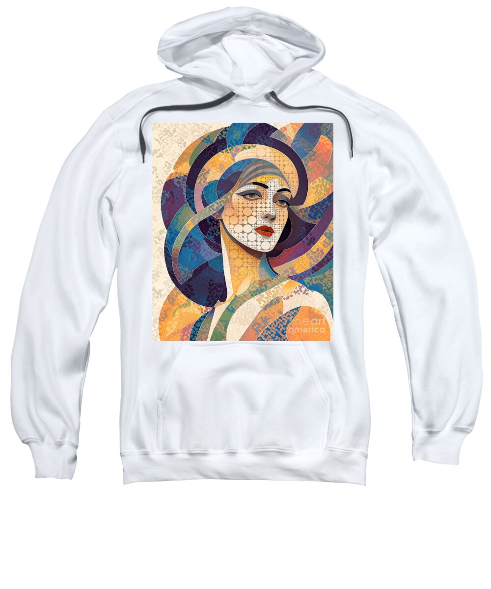 Abstract Sweatshirt featuring the digital art Mosaic Style Abstract Portrait - 00850-SA4A by Philip Preston