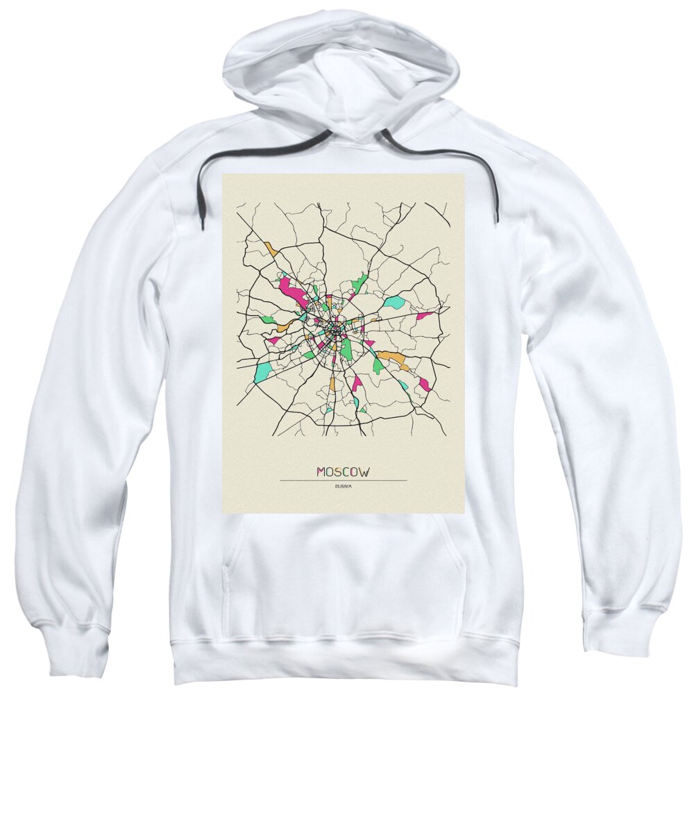 Moscow Sweatshirt featuring the drawing Moscow, Russia City Map by Inspirowl Design