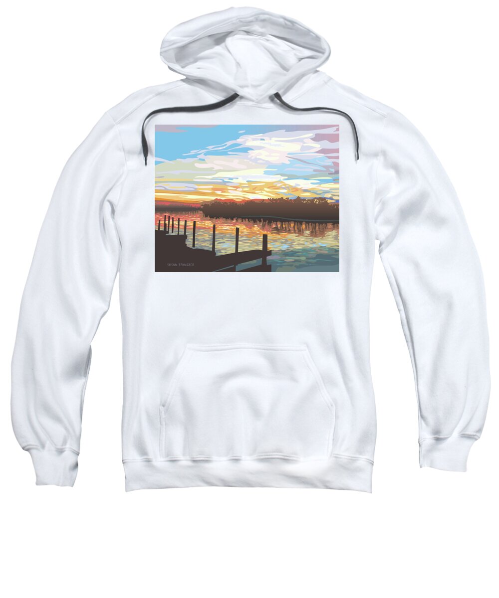 Landscape Sweatshirt featuring the digital art Nancy's river by Susan Spangler
