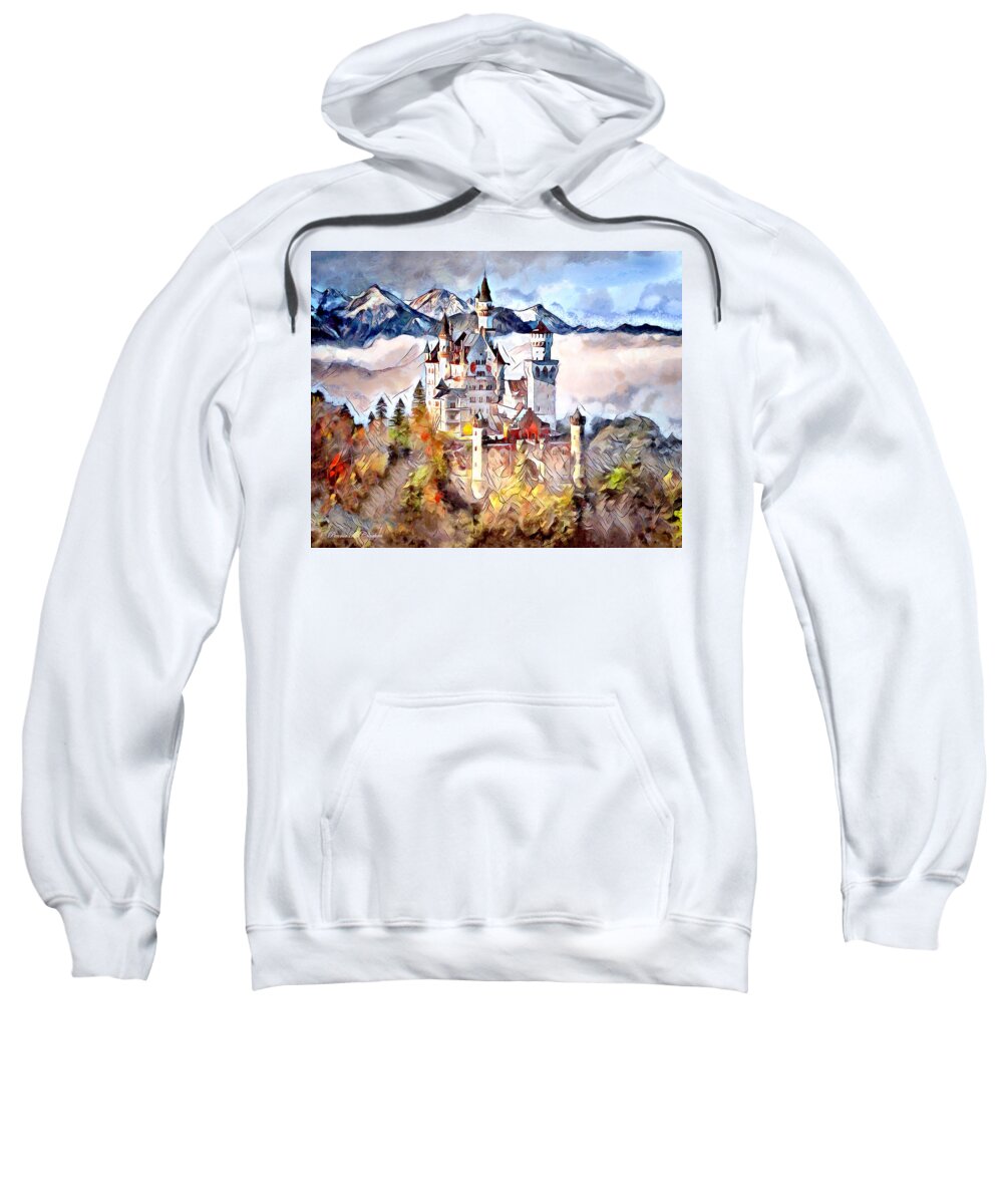 Castle Sweatshirt featuring the digital art Neuschwanstein Castle by Pennie McCracken