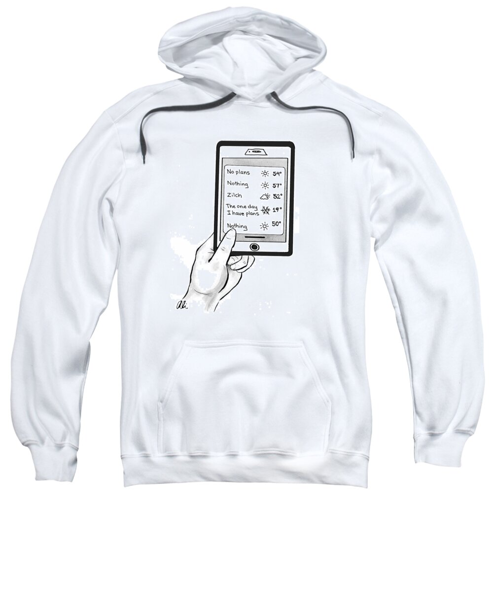 Captionless Sweatshirt featuring the drawing No Plans by Ali Solomon