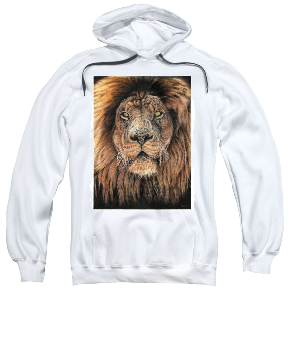 King Sweatshirt featuring the drawing Noble King by Casey 'Remrov' Vormer