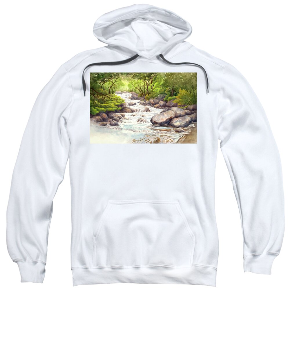 Artist Sweatshirt featuring the painting North Boulder Creek by Joan Wolbier