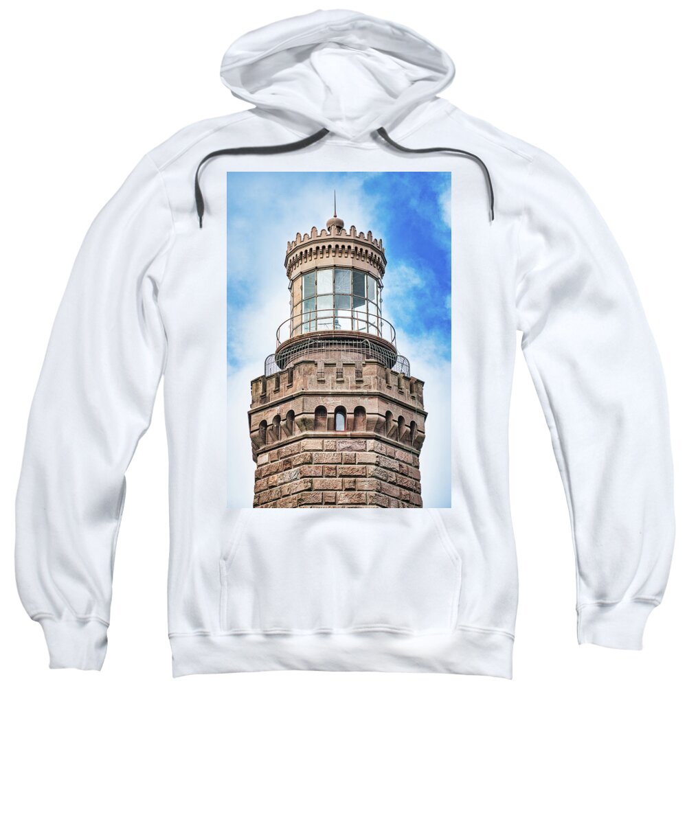 Lighthouse Sweatshirt featuring the photograph North Tower Of Twin Lighthouses by Gary Slawsky