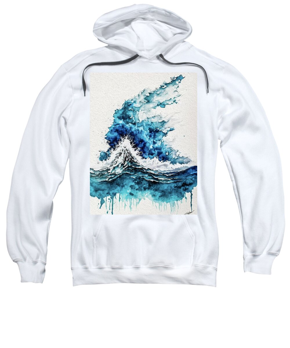 Ocean Sweatshirt featuring the digital art Ocean Splash Abstract by Shehan Wicks