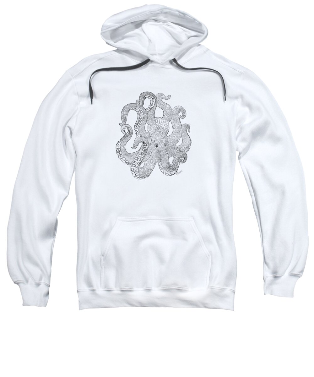 Olena Art Sweatshirt featuring the digital art Octopus Of The Sea Line Drawing  by Lena Owens - OLena Art Vibrant Palette Knife and Graphic Design