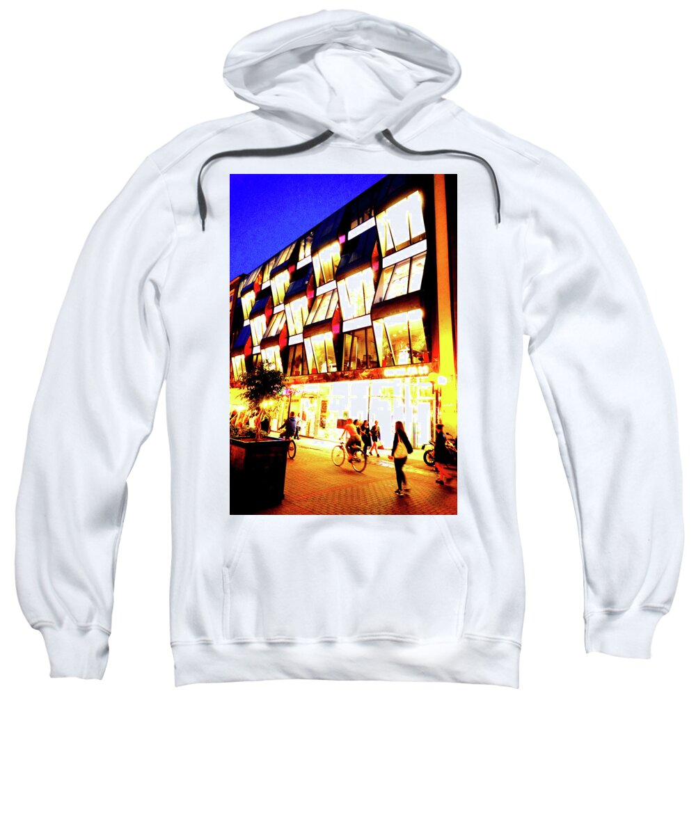 Office Sweatshirt featuring the photograph Office Building At Evening In Warsaw, Poland by John Siest