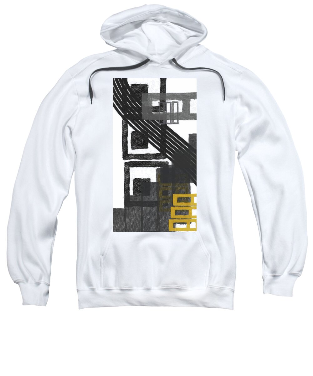 Yellow Sweatshirt featuring the painting Overlook -Yellow And Gray Modern Abstract Art by Lourry Legarde